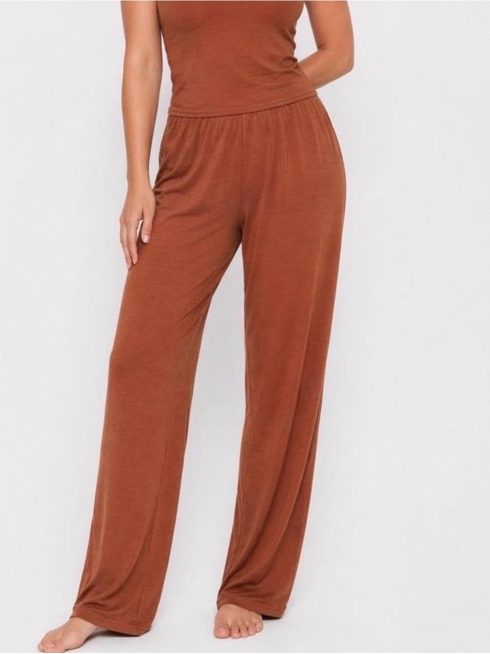 NWT Copper Brown Wide Leg Lounge Pants XL Rayon SKIMS